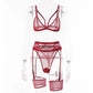 Alias Plus Size XL 2022 hot selling lace mesh bra set fishnet sexy costumes transparent sexy 3 piece garter belt sexy lingerie set