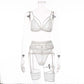 Alias Plus Size XL 2022 hot selling lace mesh bra set fishnet sexy costumes transparent sexy 3 piece garter belt sexy lingerie set