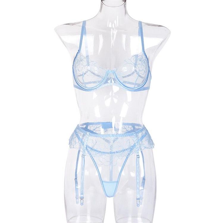 Alias Sexy Lingerie Women's Underwear See Through Sensual Lingerie Woman Exotic Costumes Bra with Bones Lingerie 3 Pieces