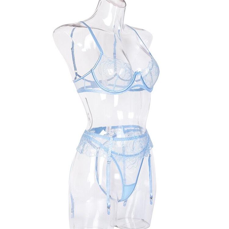 Alias Sexy Lingerie Women's Underwear See Through Sensual Lingerie Woman Exotic Costumes Bra with Bones Lingerie 3 Pieces