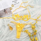 Alias Hot selling female bow tie belt hollow out appeal underwear two sets of sexy transparent thong underwear quality Steel ring bra