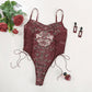 Alias new design floral underwear female lace mesh see-through embroidered lace corset sexy thong bikini sexy bathing suit