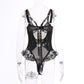 Alias 2022 High Quality New Design Embroidery Teddy Hollow Out Black Lace Bodysuit Lingerie For Women