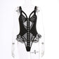 Alias 2022 High Quality New Design Embroidery Teddy Hollow Out Black Lace Bodysuit Lingerie For Women