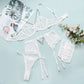 Alias Sensual Lingerie Lace Bra With Chain 4-Piece Transparent Underwear For Whore Sexy Erotic Luxury Outfits Brief Sets