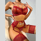 Alias Sensual Lingerie Lace Bra With Chain 4-Piece Transparent Underwear For Whore Sexy Erotic Luxury Outfits Brief Sets