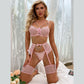 Alias Sensual Lingerie Lace Bra With Chain 4-Piece Transparent Underwear For Whore Sexy Erotic Luxury Outfits Brief Sets