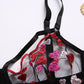 Alias 2022 Hot Sell 3 Pcs Sets Heart Embroidery Lace Bra Set Women Sexy Black Garters Lingerie Set