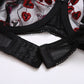 Alias 2022 Hot Sell 3 Pcs Sets Heart Embroidery Lace Bra Set Women Sexy Black Garters Lingerie Set