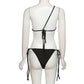 Alias best selling one-shoulder see-through mesh vest with briefs 2 pcs sets swimsuit with private label