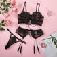 Alias new arrival high-end sexy lingerie strappy with garter belts lace embroidery bra and panty sets women underwear