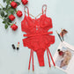 Alias New Arrival Sexy Lingerie Women Lace Chain Sleepwear Mesh Lace Floral See-through Corset Tops Catsuit Bodysuit