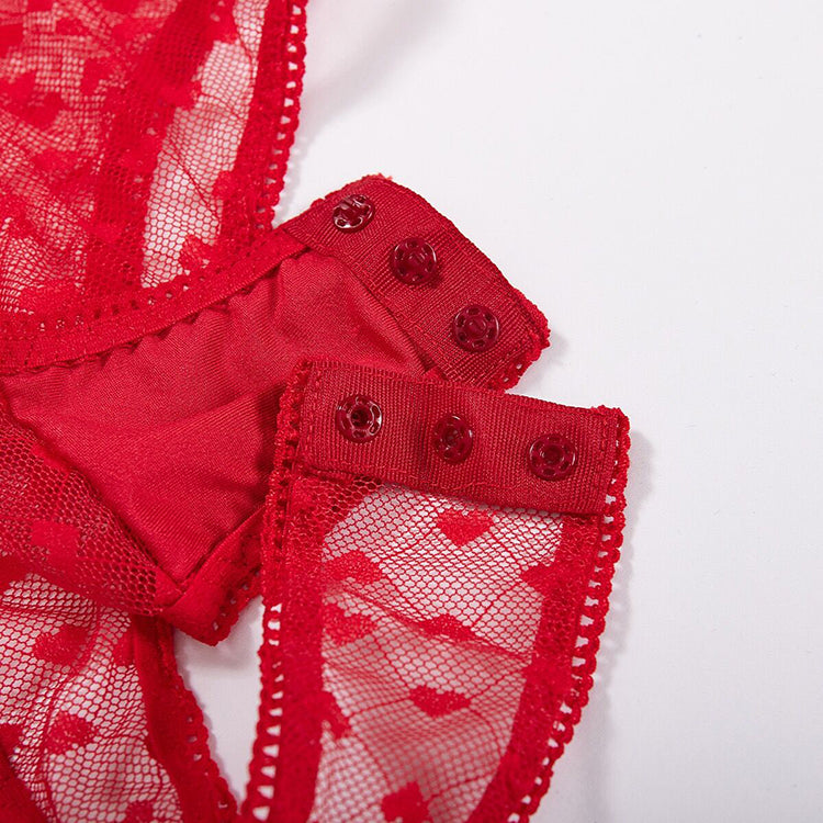 Alias 2023 new Valentine's Day red love lace onesie porn two-piece sexy underwear