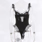 Alias Pure color bodysuit erotic hot transparent sexy lingerie One Piece Black Lingerie Women Lace Lingerie