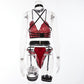 Alias European and American sexy breasted hollowed out Valentine's Day sexy underwear three-piece set