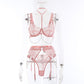 Alias Classic Sexy Outfit Suppliers Lace Women's Halter Neck Underwear Suit with Garter Sexy Lingerie Set